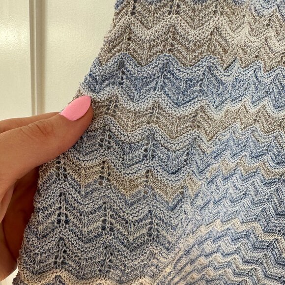 Sandro Midi Dress Knit Zigzag Weave Multicolored Sleeveless Back Slit Sz Small - Picture 12 of 12